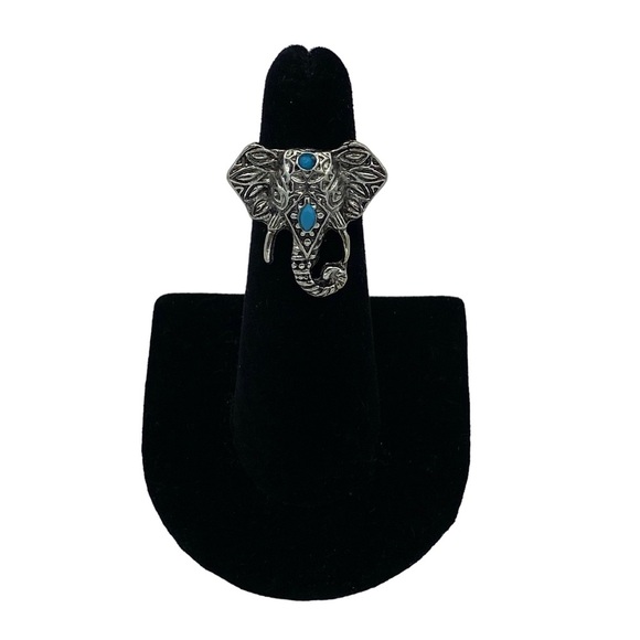 Jewelry - Silver Gray Bohemian Turquoise Elephant Ring
